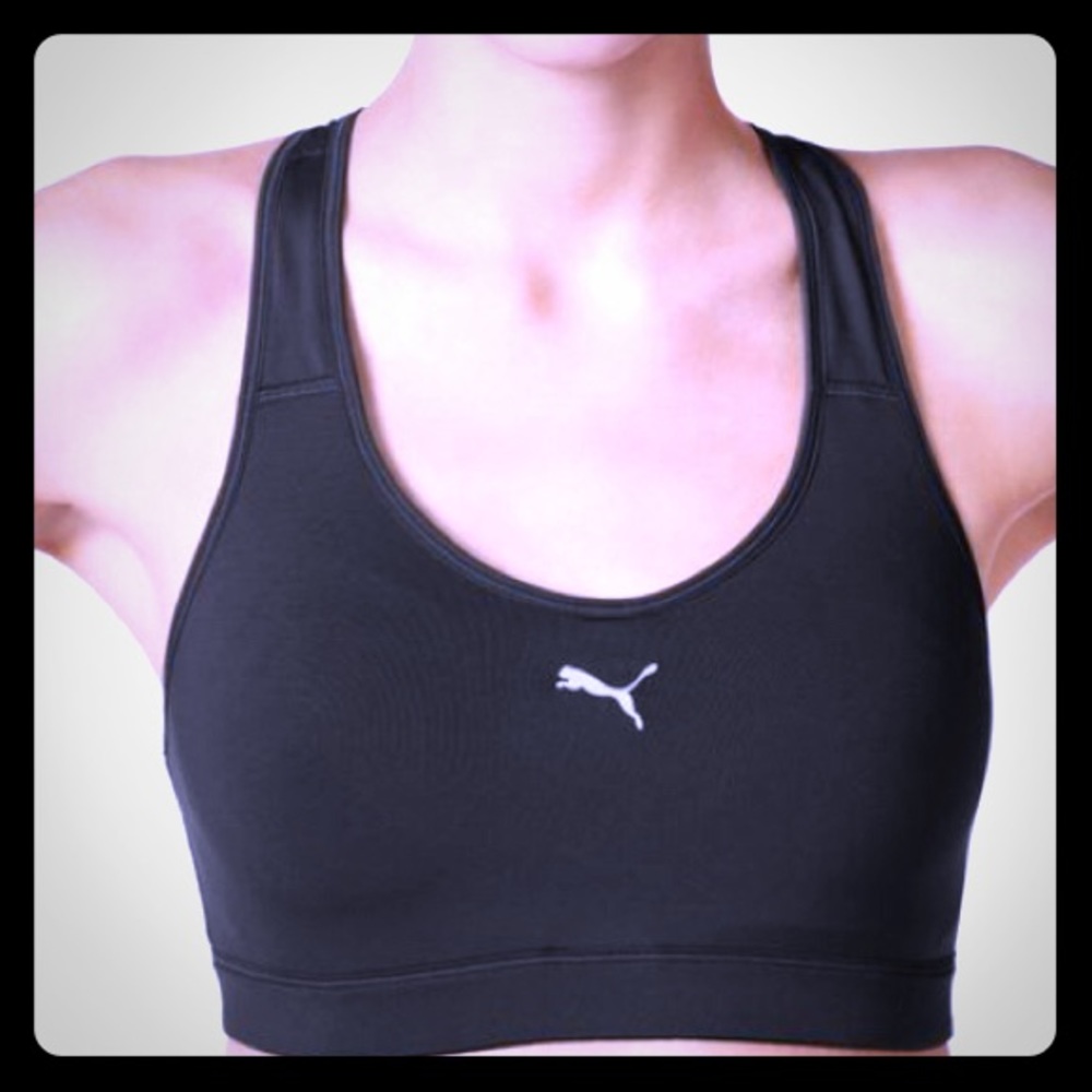 PUMA Dry Cell black sports bra w/mesh racerback
